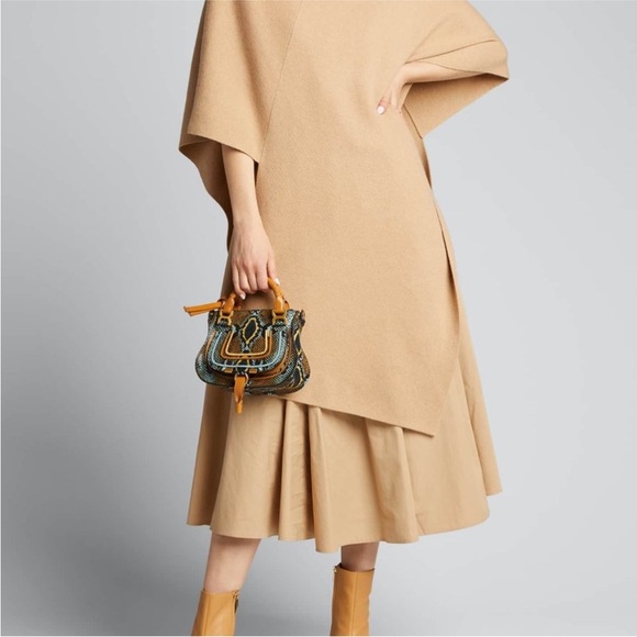 Chloe Marcie Mini Python-Embossed Double-Carry Satchel Bag - Picture 5 of 14